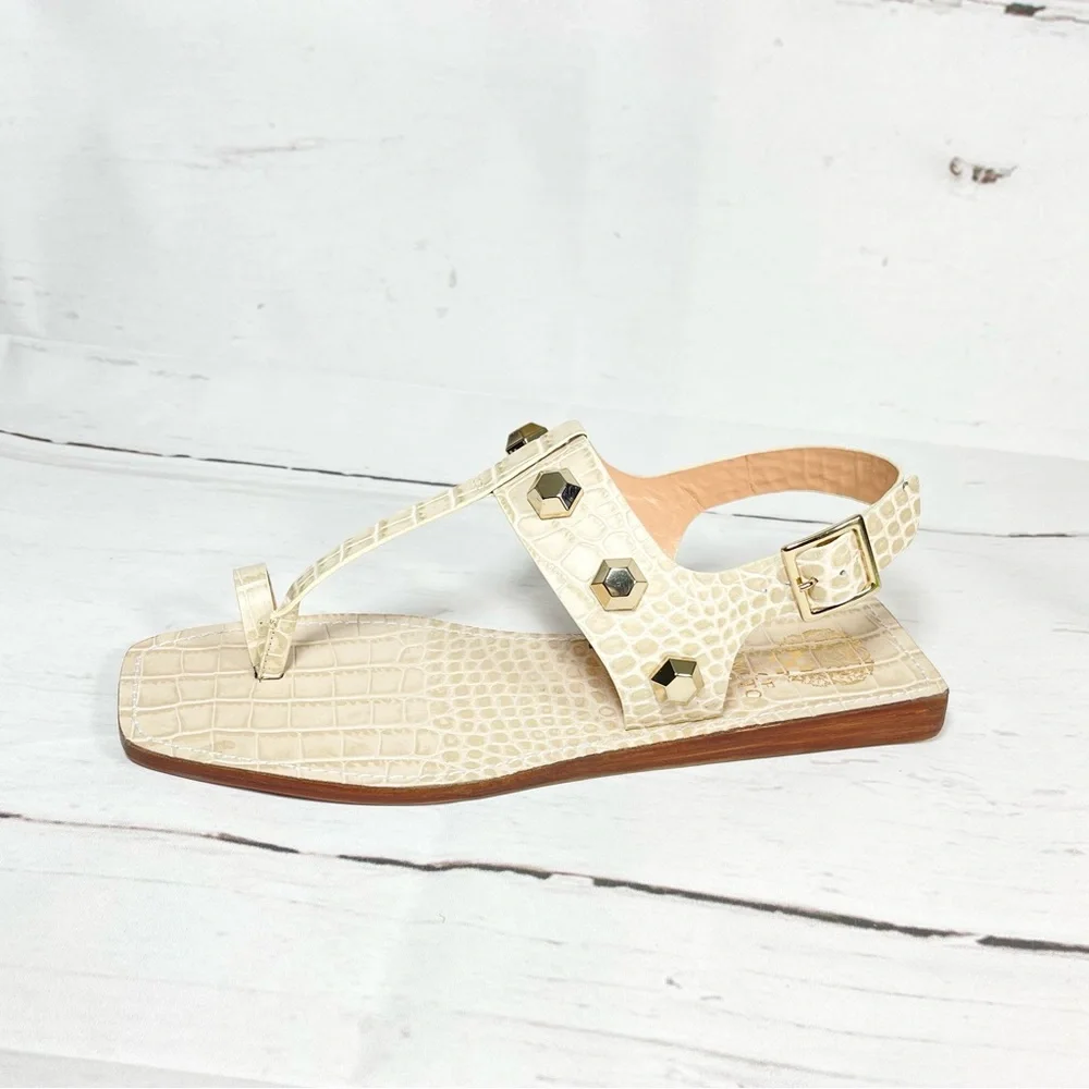 Vince Camuto Dailette Sandals Womens Size 8.5M Slingback Croc‎ Print Studded